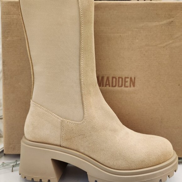 Steve Madden Women’s Hesitant Boot Sand Suede NIB. Size 9.5 - Picture 1 of 12